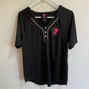 The Rolling Stones 62 Jersey Style Shirt Bravado Women’s Medium 1/4 Button Black